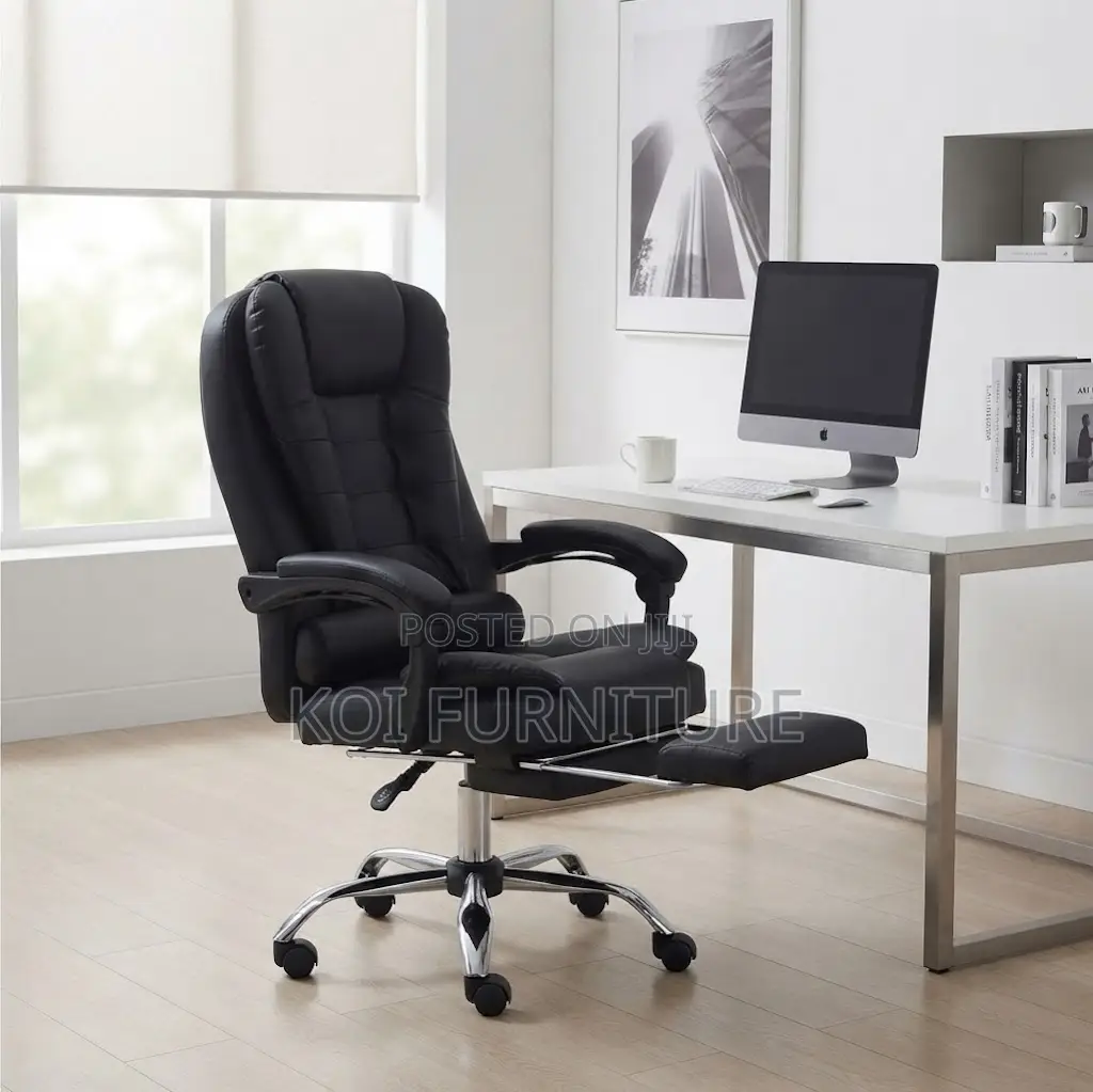 Office Chairs; High Backrest Leather Seat With Foldable Footrest
