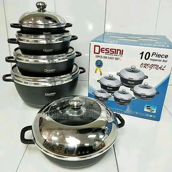 10Pcs Dessini Die-Cast Cookware Set – Non-Stick & Durable
