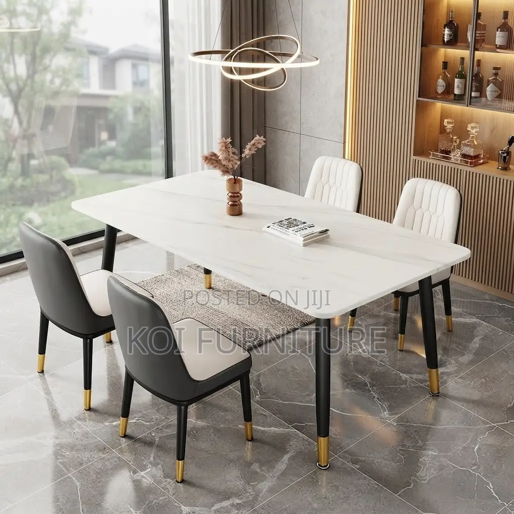Dining Seat; Four Seaters Home Dining Set With Marble Table