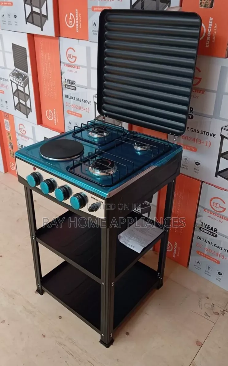 3 Gas +1 Electric Standing Cooker With Shelves