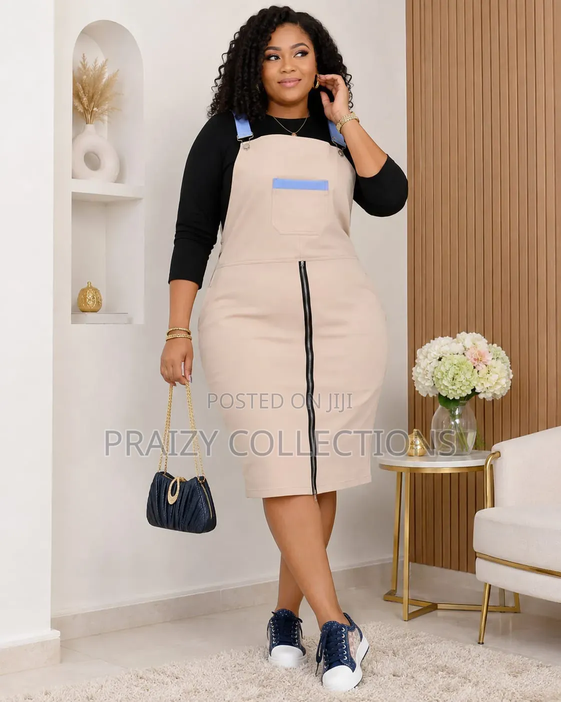 2pc Dungaree Khaki Ladies Dress