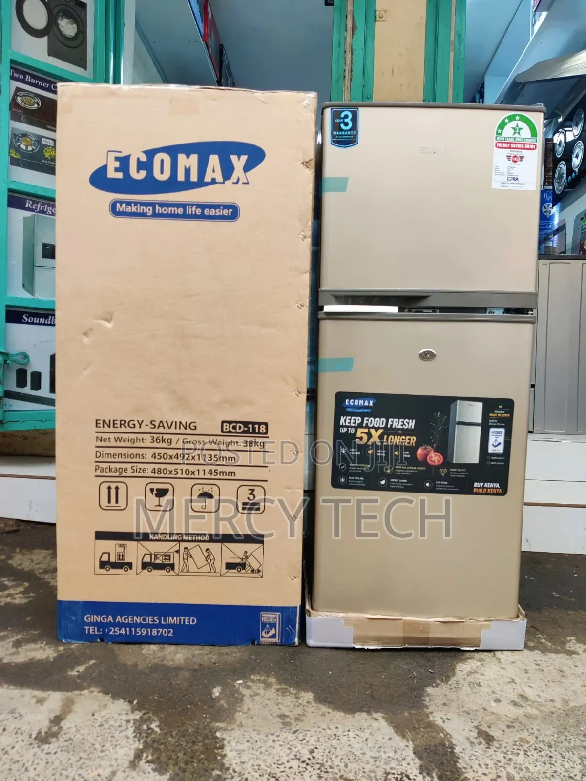 Ecomax Fridge 118L 3 Star Double Door