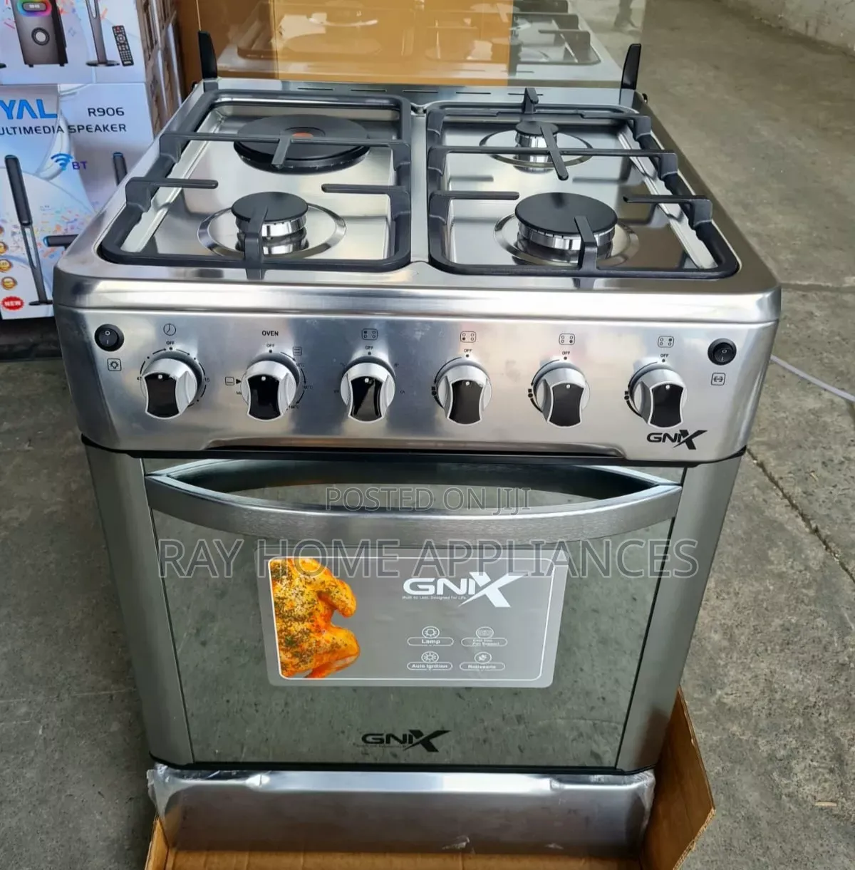 Gnix 3gas+1 Hotplate 60x60cm Standing Cooker With Electric Oven