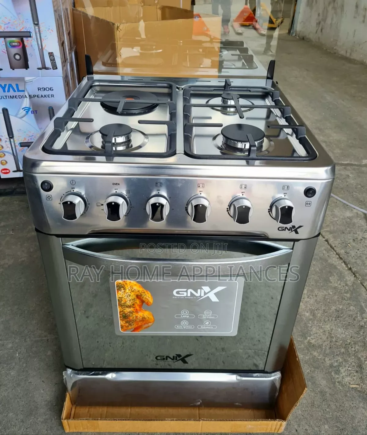 Gnix 3gas+1 Hotplate 60x60cm Standing Cooker With Electric Oven