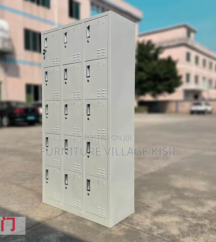 Office Locker; 15 Locker Metallic Storage Cabinet