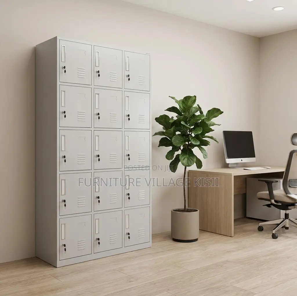 Office Locker; 15 Locker Metallic Storage Cabinet