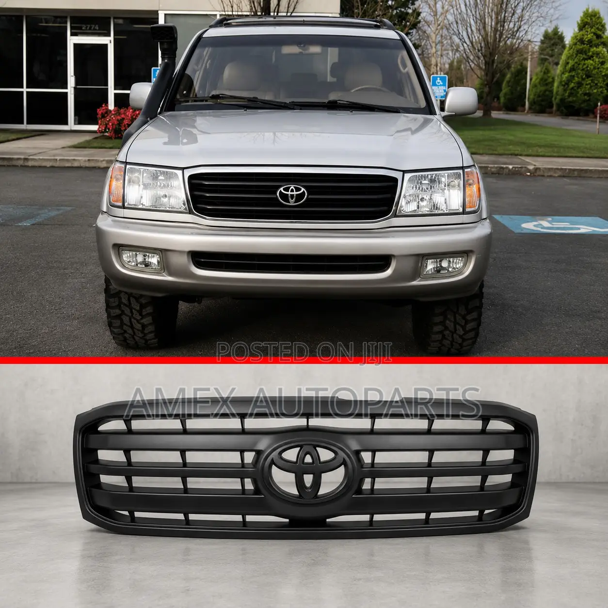 Front Grille Toyota Land Cruiser FJ100 1999-2002 Facelift Design Black