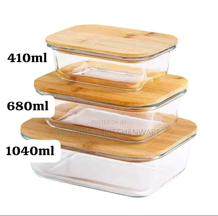 Snack Storage Box Set Wooden Top Lid