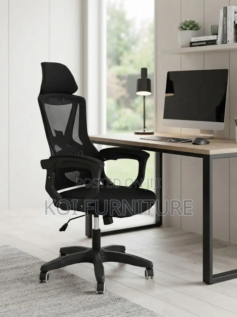 Office Chairs; High Backrest Headrest Supportive Office Fabric Chair