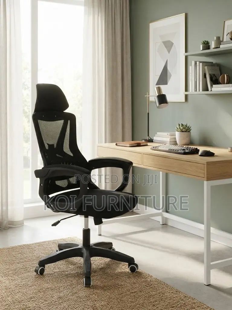 Office Chairs; High Backrest Headrest Supportive Office Fabric Chair