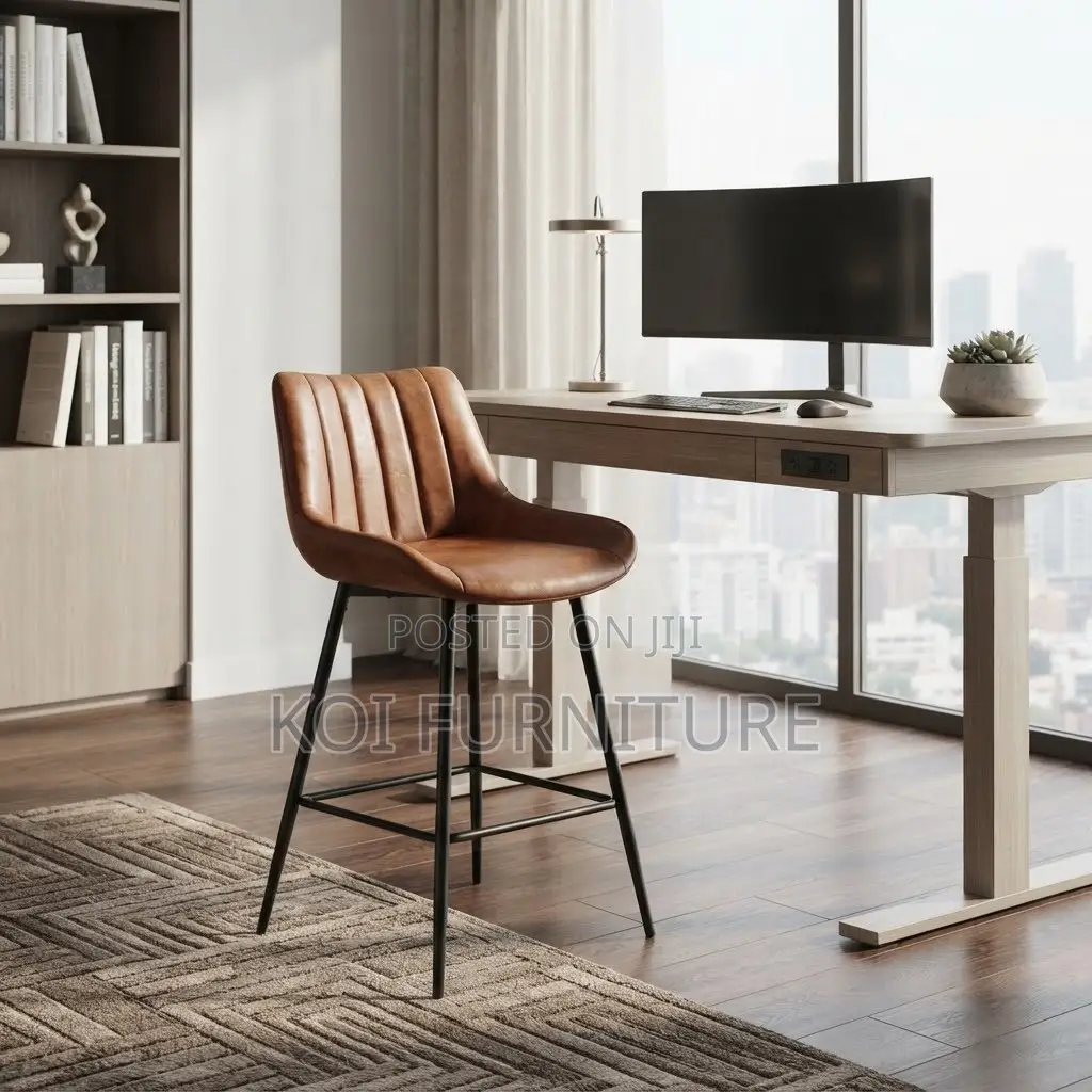 Barstools; Leather Home Office Counter Brown Barstools