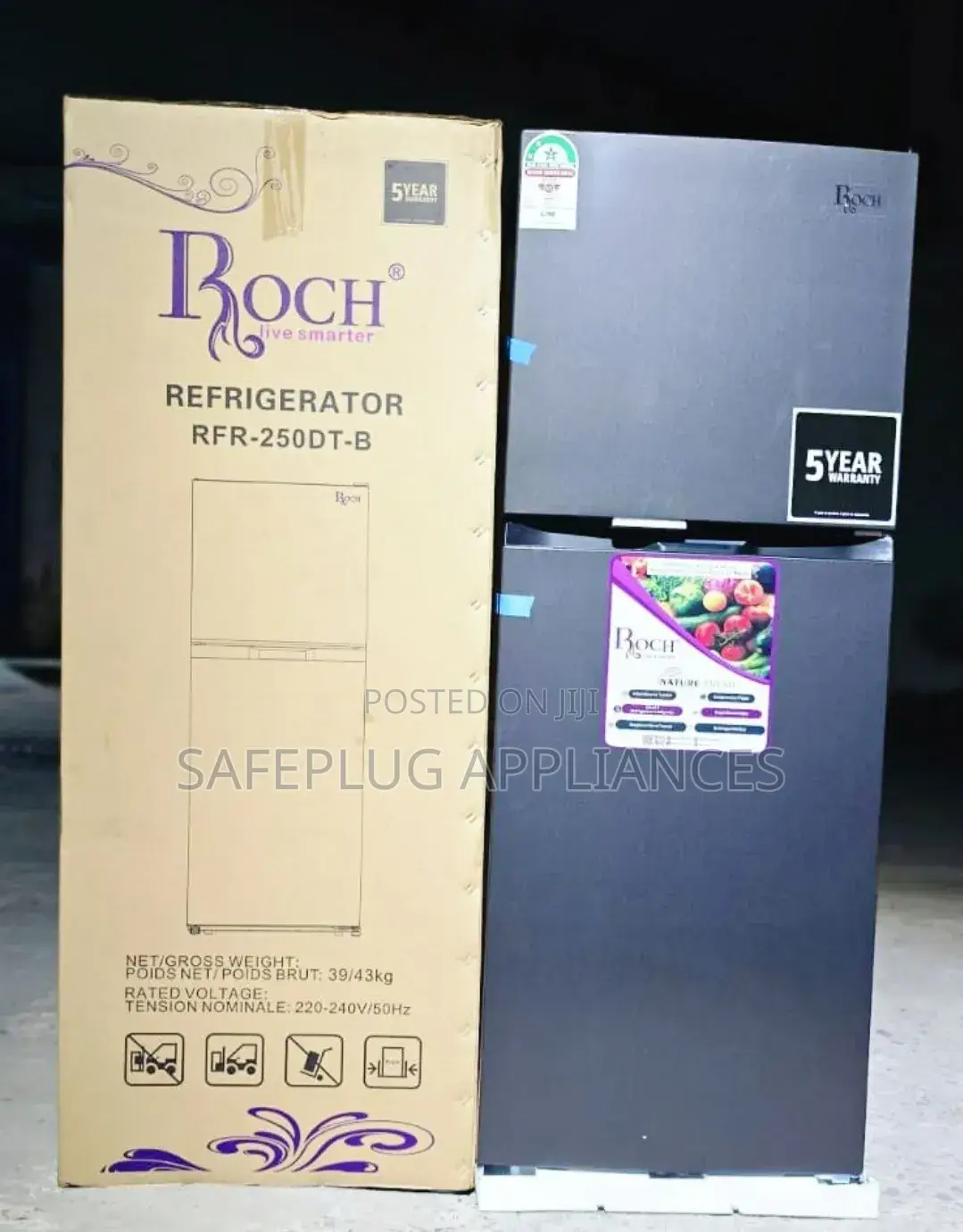 Roch 197L Double Door Fridge No Frost Technology-
