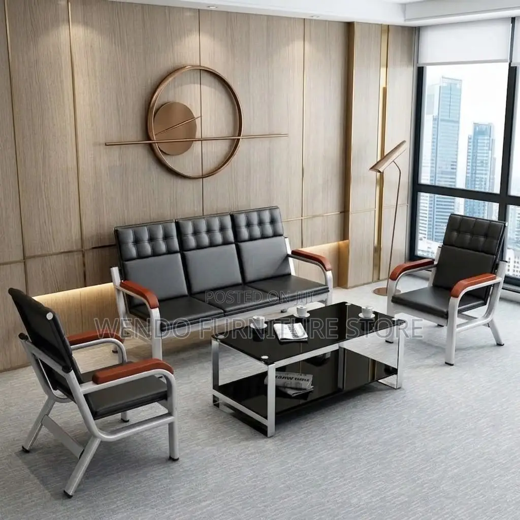 Office Sofa; Leather Executive Cushioned Five Seaters Sofa Set