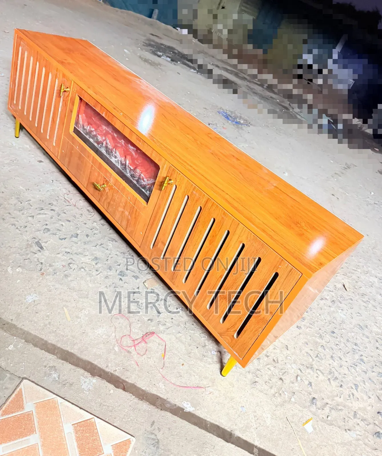 Modern Executive TV Stand With Functional Fireplace