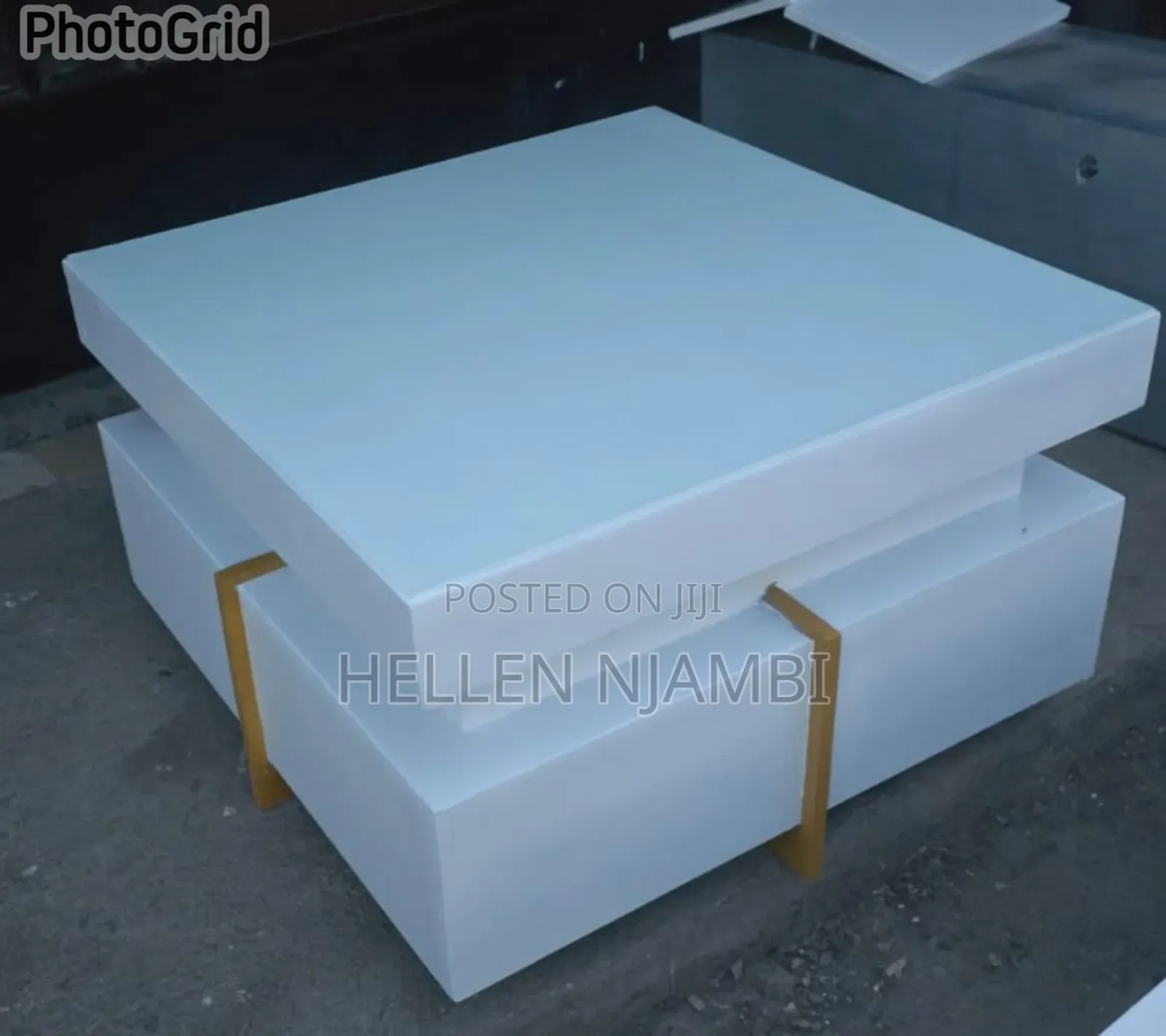 White Executive Modern Squire Coffee Table With Metal Stand