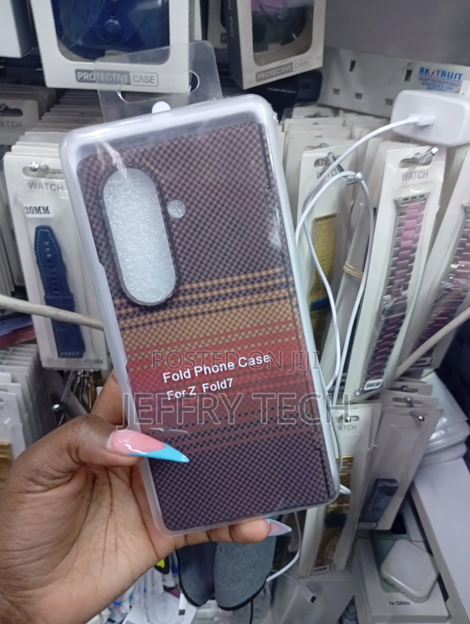 Slim, Tribal Fiber-Style Back Case for a Samsung Galaxy Z Fold 7 Phone