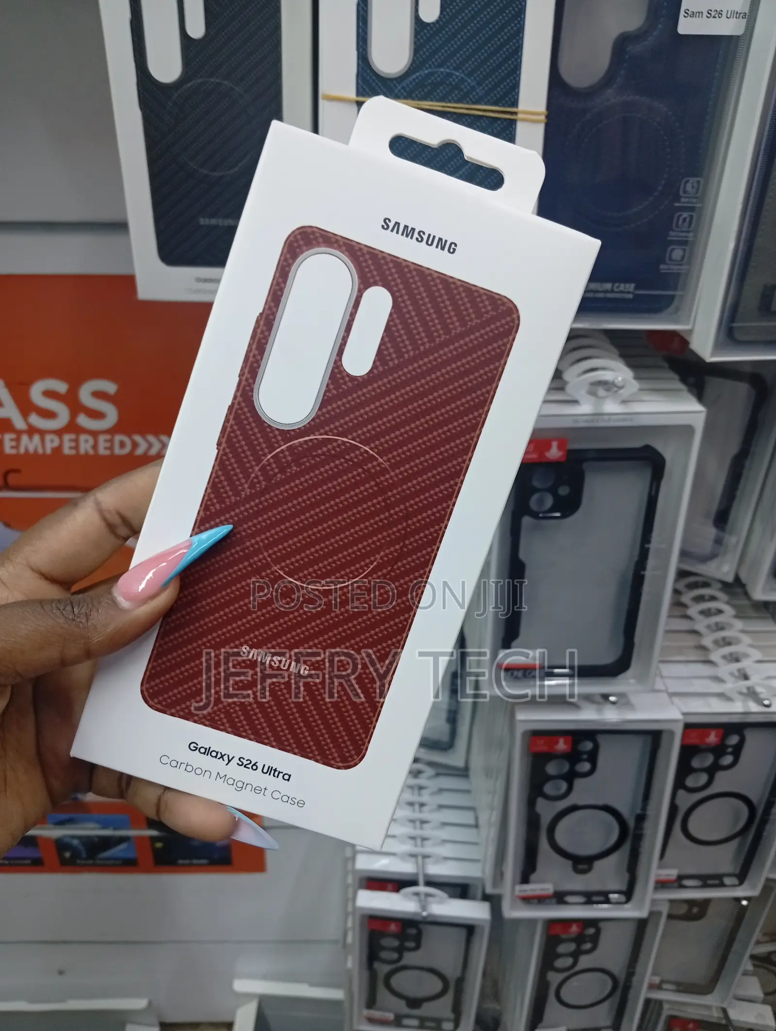 Red Samsung Galaxy S26 Ultra Carbon Magnet Case in Its White