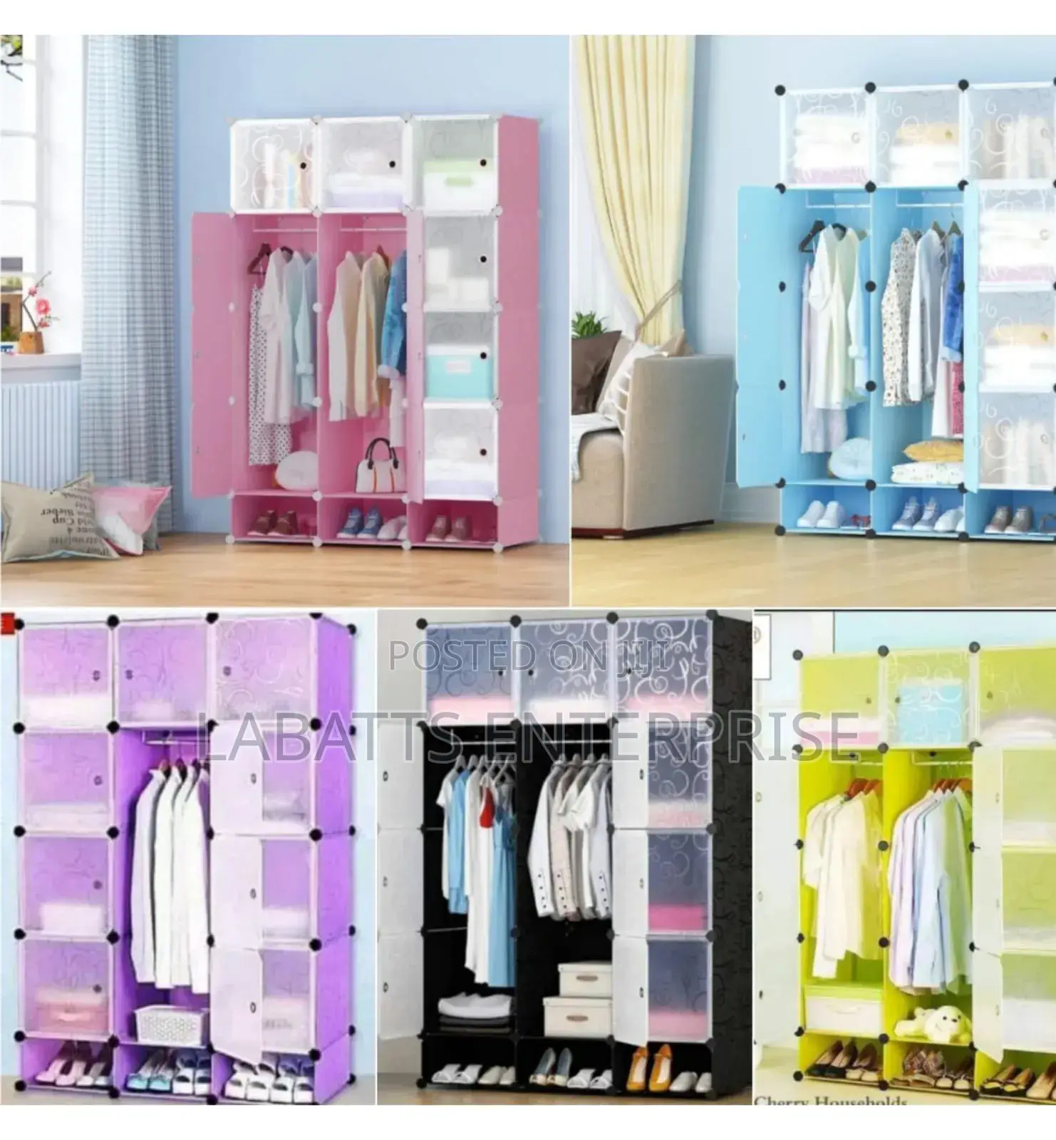 Portable 3-Column Plastic Wardrobe