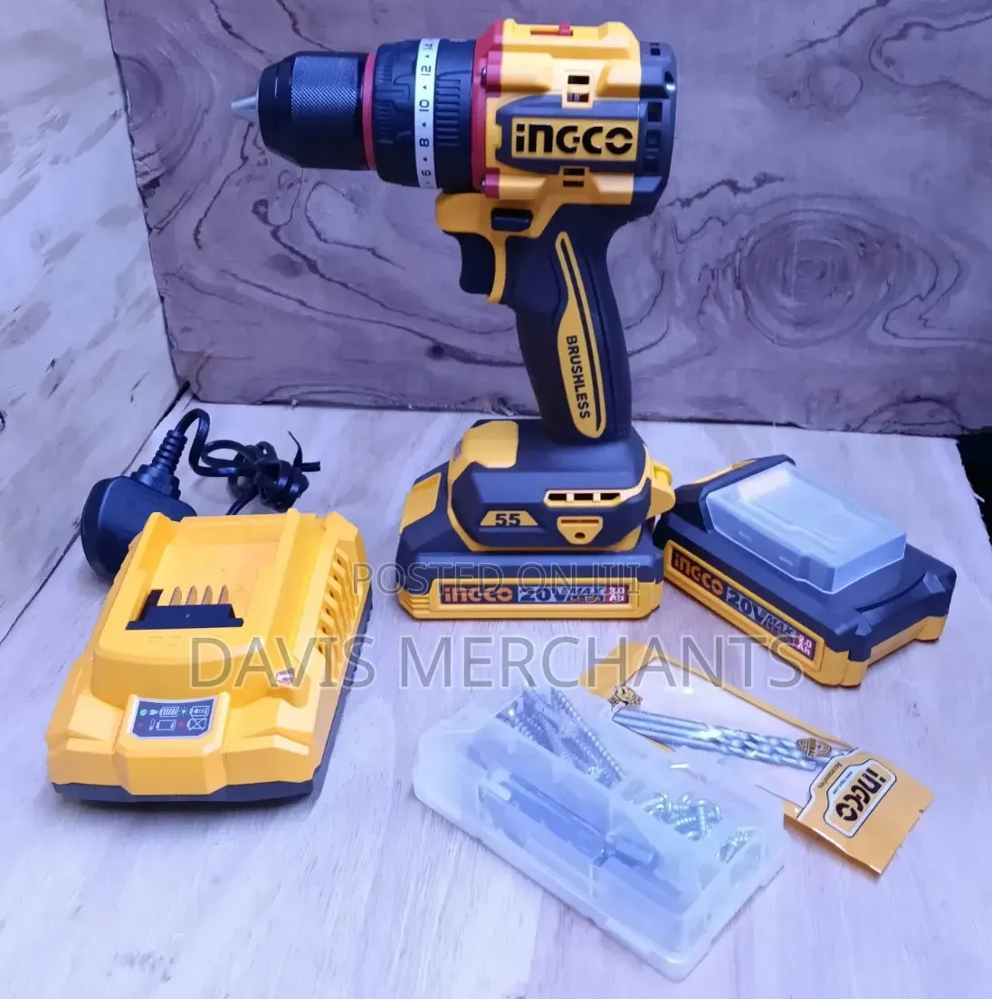 Ingco Brushless Cordless Drill 20 V, 2.0ah
