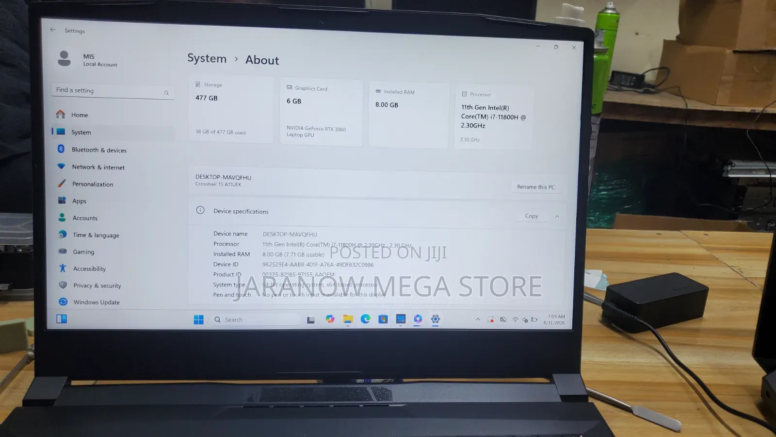 Laptop MSI Crosshair 15 8GB Intel Core i7 SSD 512GB