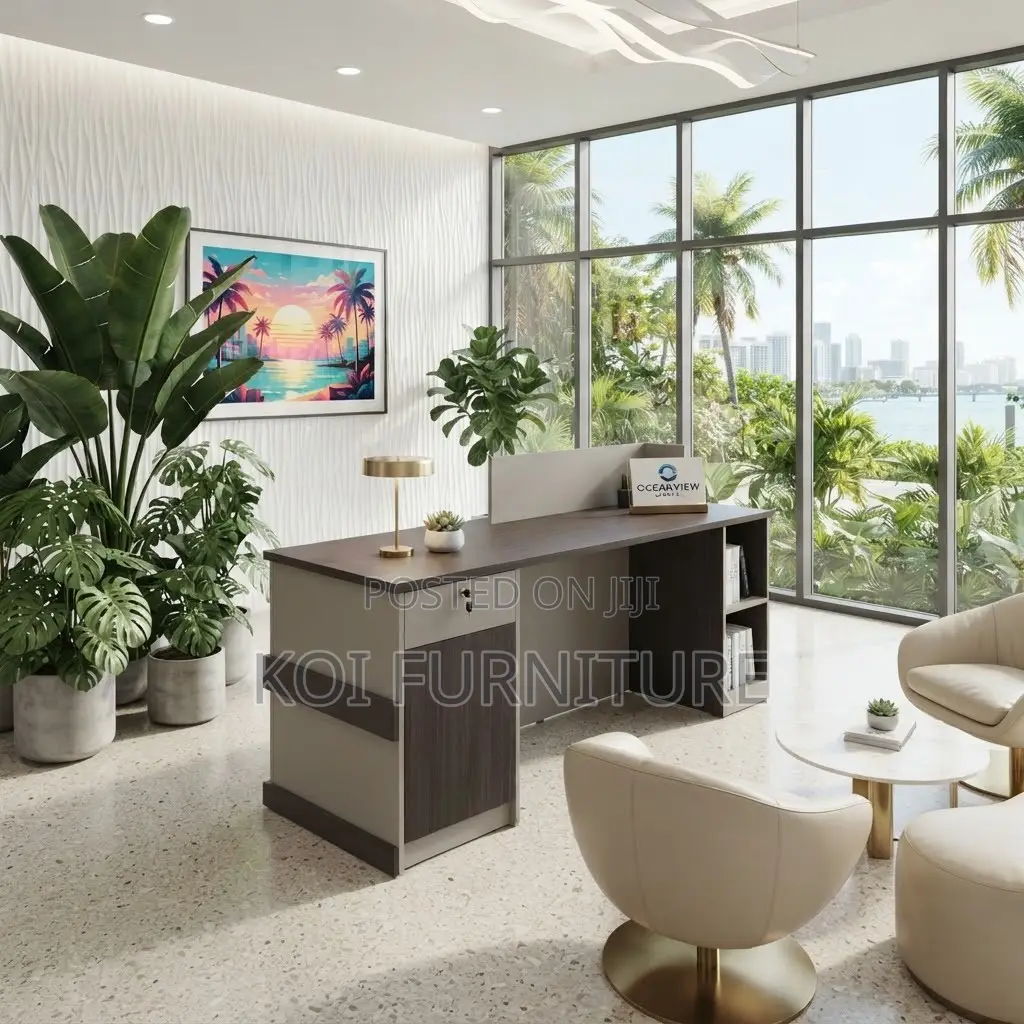 Reception Desk; 1800MM Brown Front Office Drawer Reception Desk