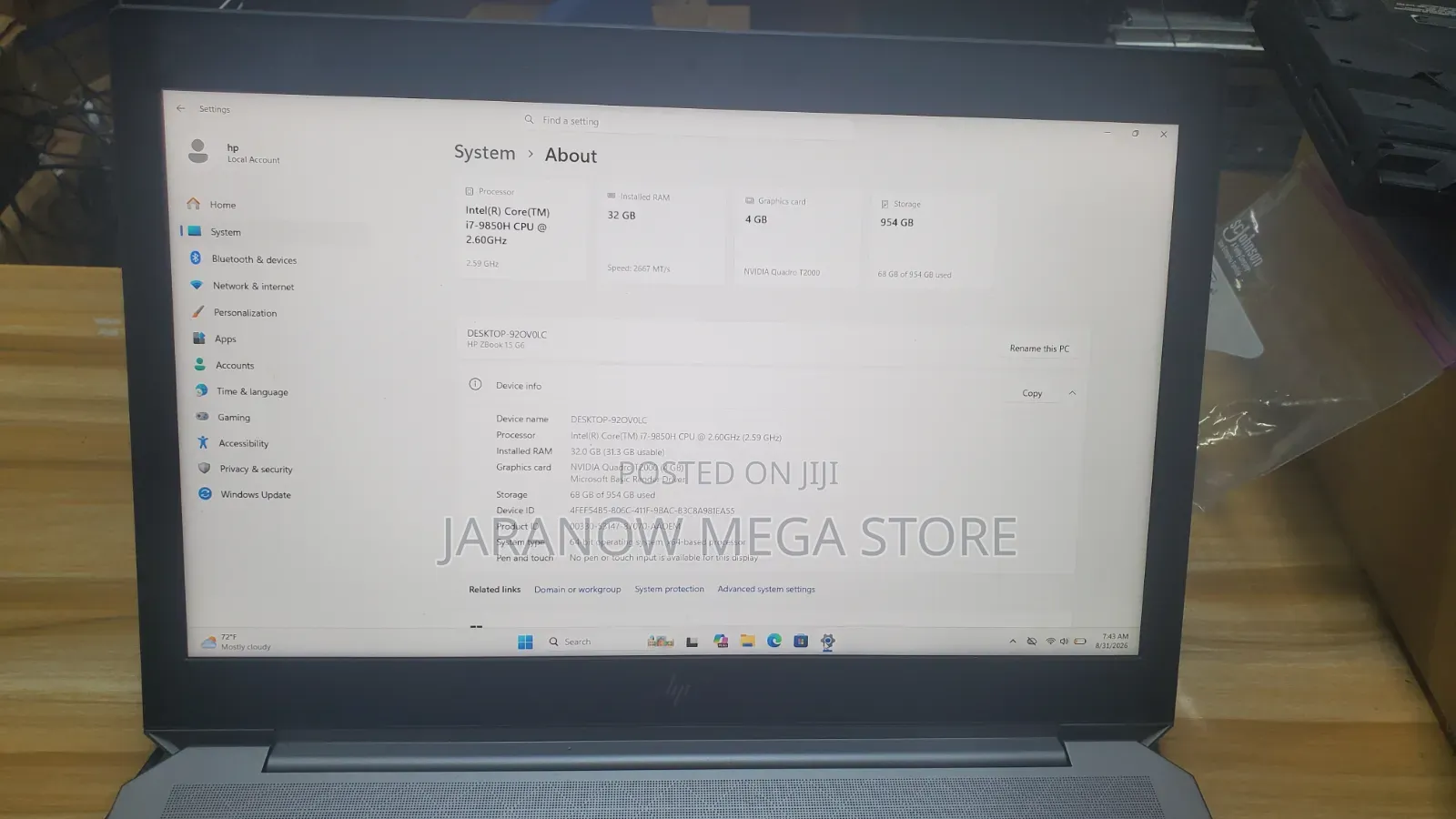Laptop HP ZBook 15 G6 32GB Intel Core i7 SSD 1T