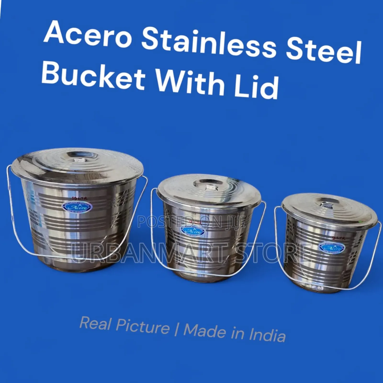 Acero 19L Stainless Steel Bucket With Lid