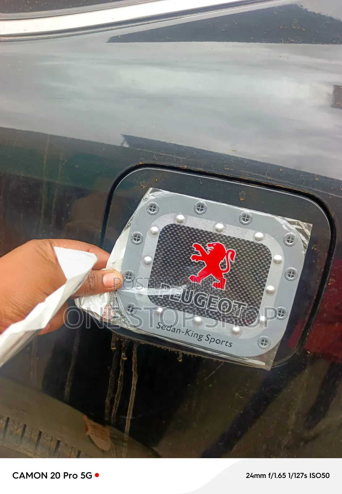 Peugeot Fuel Tank Flap Sticker With Faux Screw& Metallic Silver Border