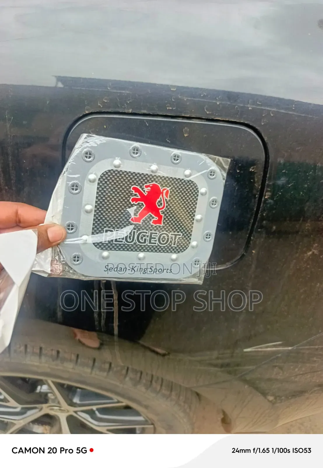 Peugeot Fuel Tank Flap Sticker With Faux Screw& Metallic Silver Border