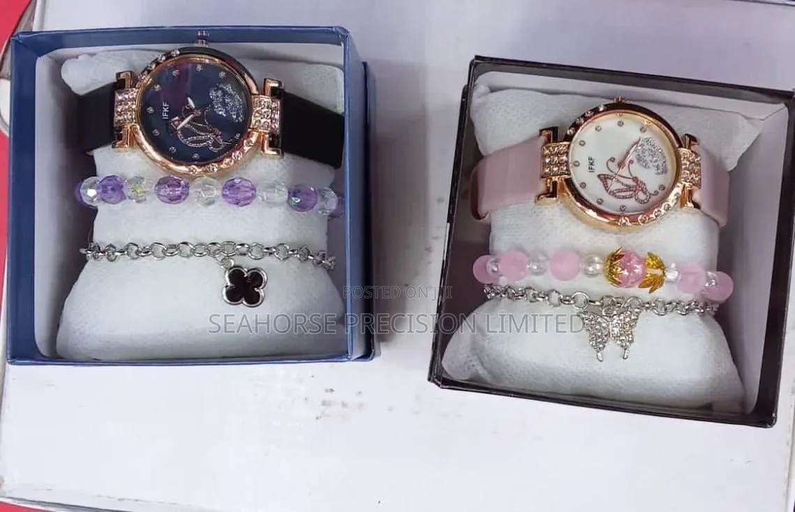 Elegant Ladies’ Leather Watch & Bracelet Gift Set
