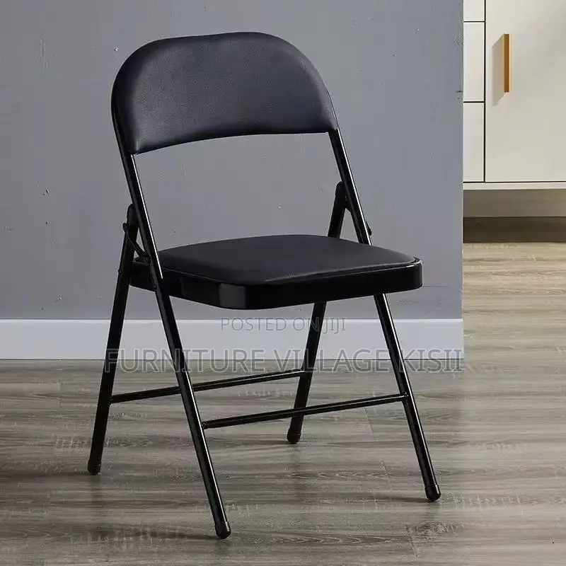 Office Chair; Black Leather Metallic Office Chair