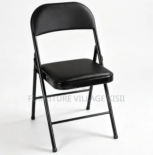 Office Chair; Black Leather Metallic Office Chair