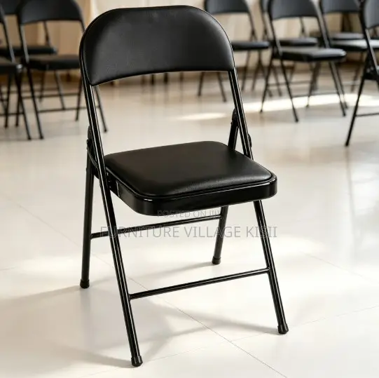 Office Chair; Black Leather Metallic Office Chair