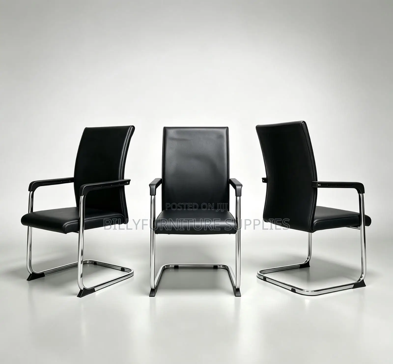 Black Leather Reception Chair
