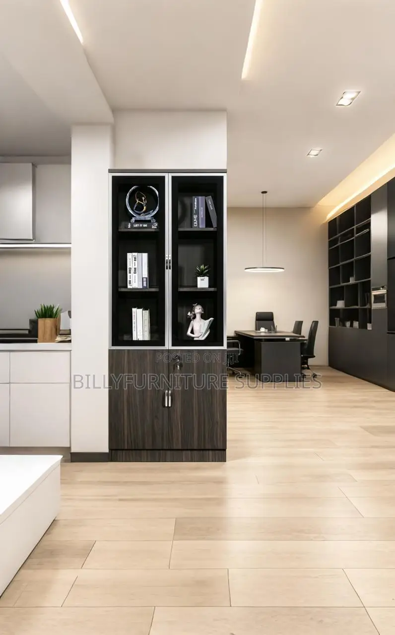 Glass Door Wooden Storage Cabinet