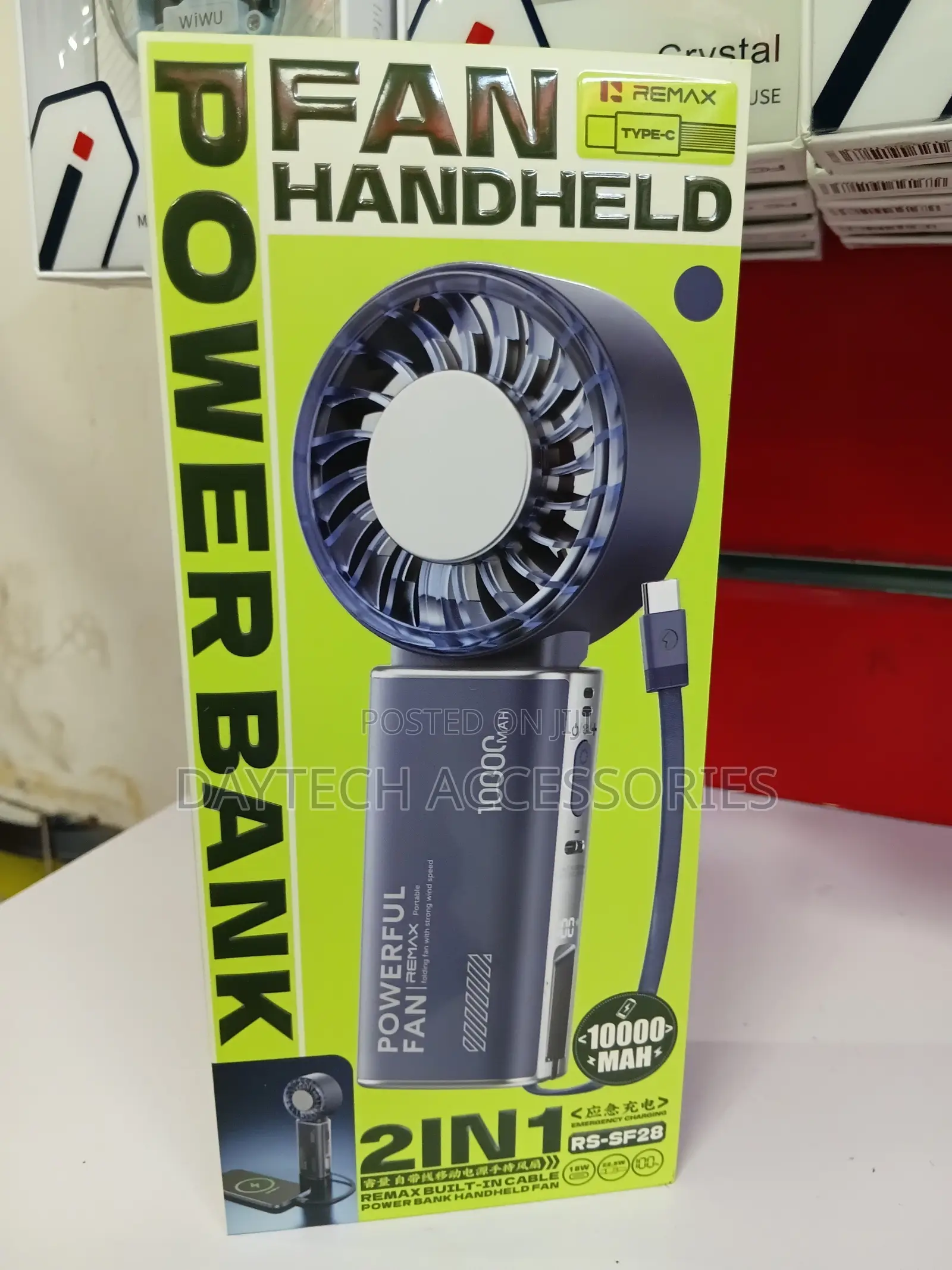 Remax RS-SF28 2-in-1 Handheld Turbo Fan and Power Bank.