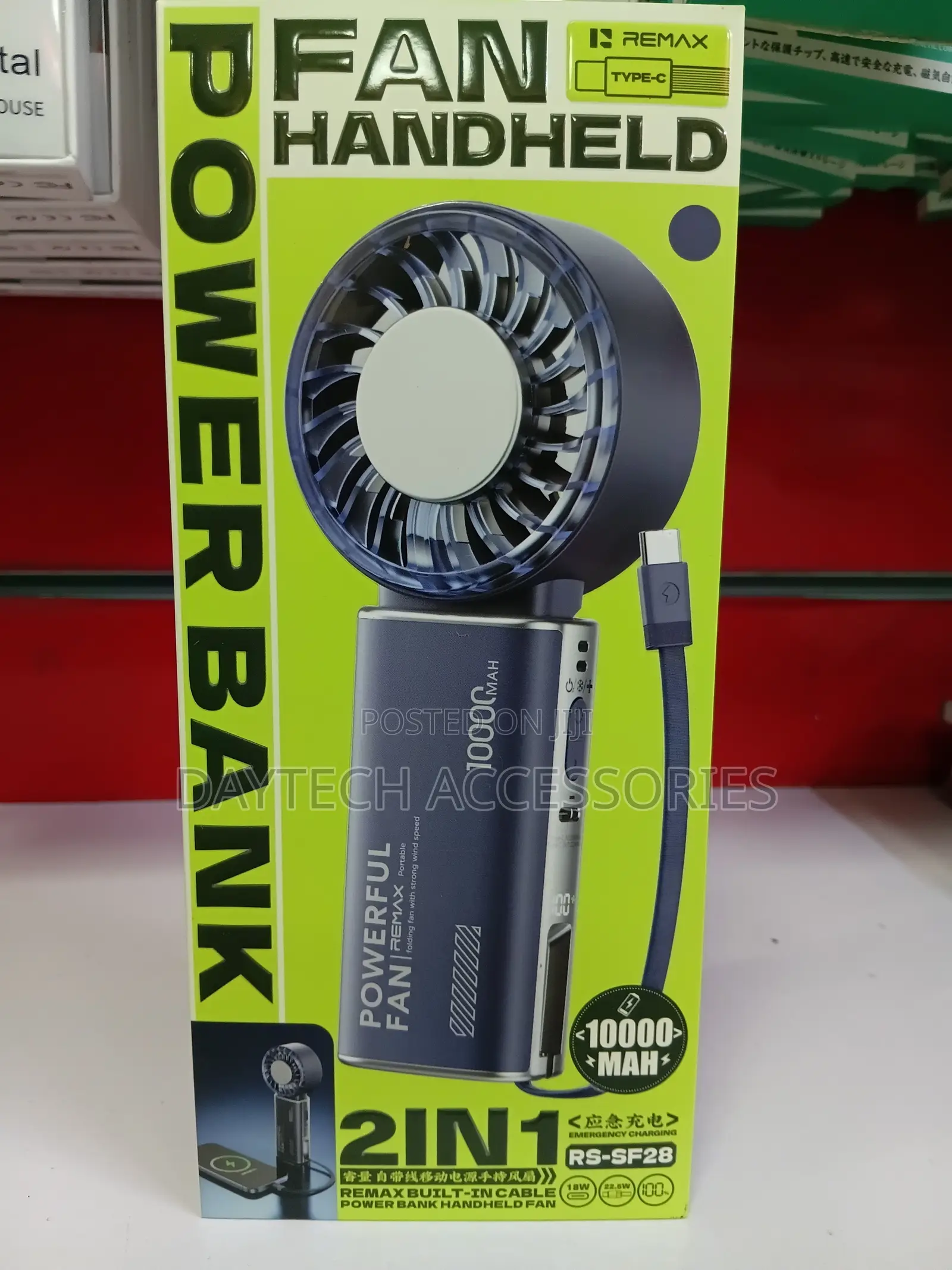 Remax RS-SF28 2-in-1 Handheld Turbo Fan and Power Bank.