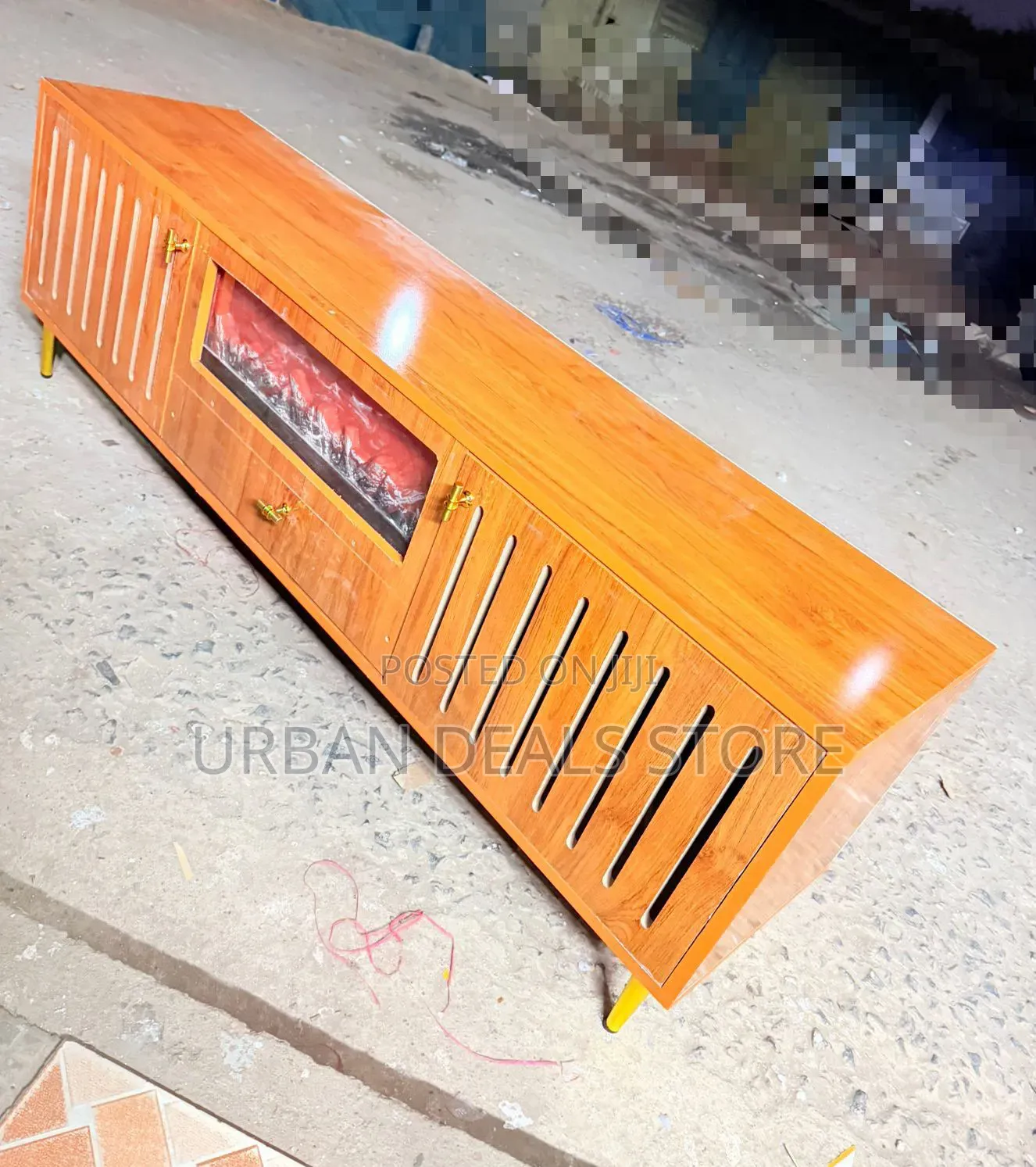 Modern Executive TV Stand With Functional Fireplace