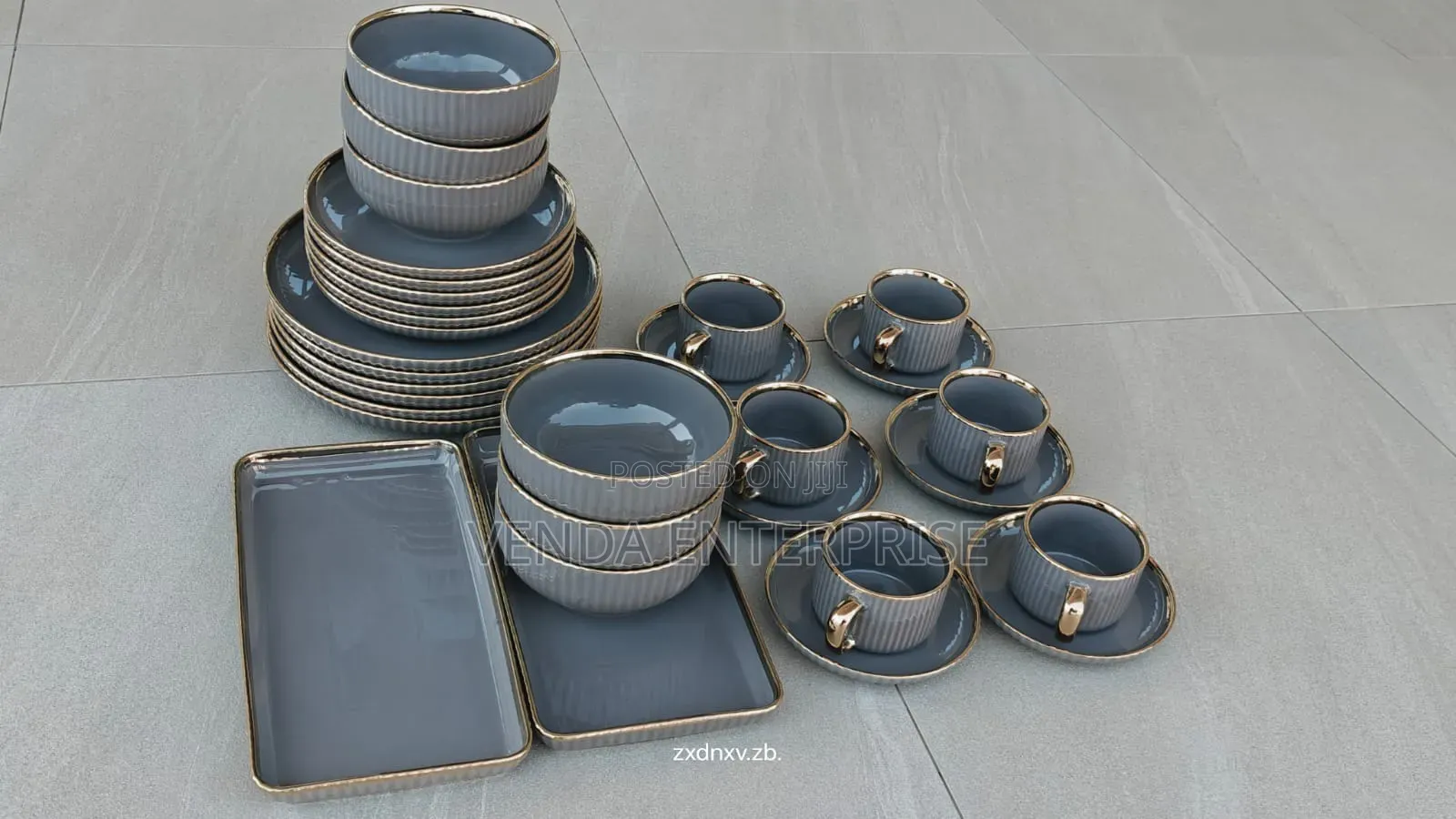 Porcelain Gray Dinner Set