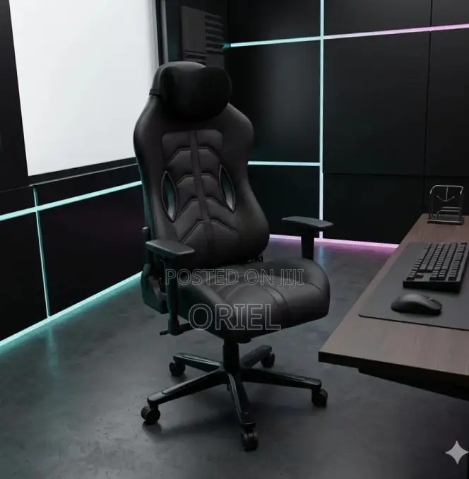 Gaming Chair : High Back Adjustable Recliner Black Gaming Chair