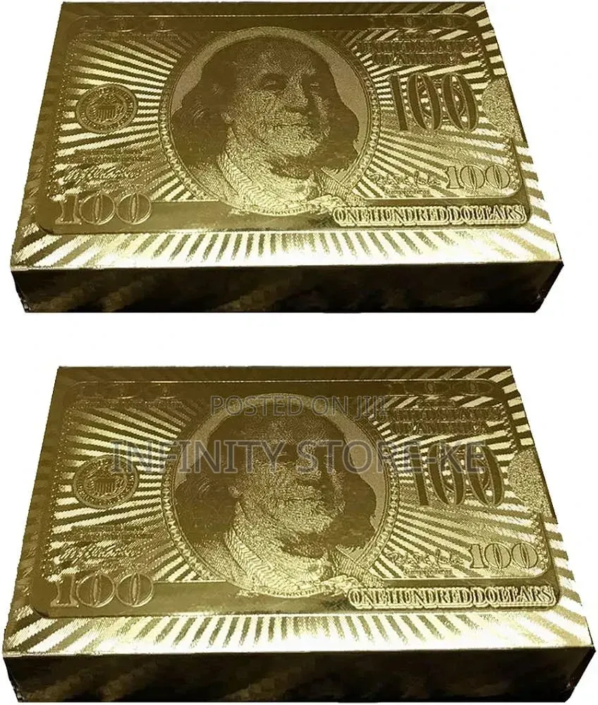 GOLD $100 Dollar Sign Poker Cards-Made From Durable Plastic Material