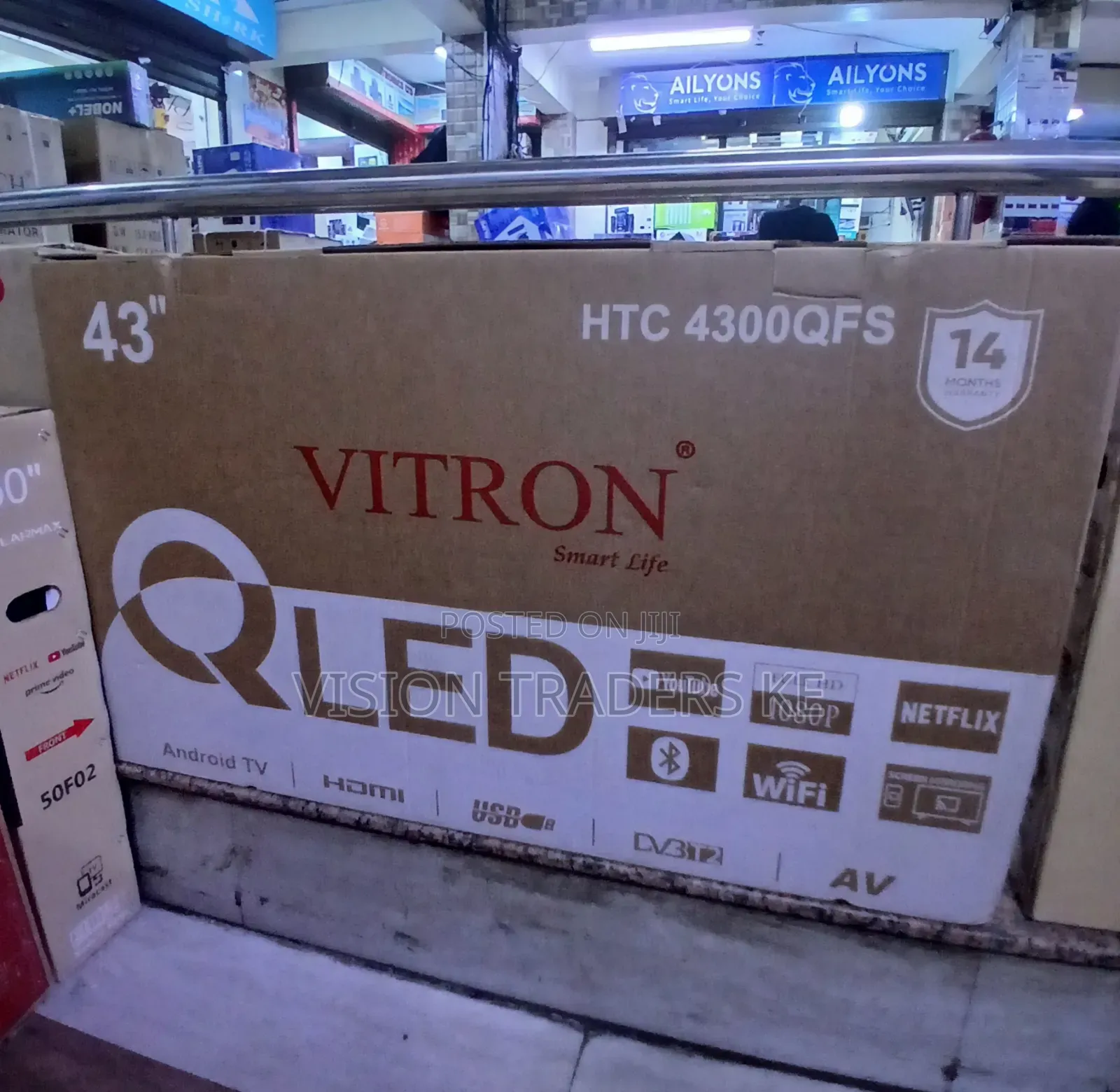 Vitron 43" Inch Smart Qled Frameless TV With Bluetooth HTC4300QFS