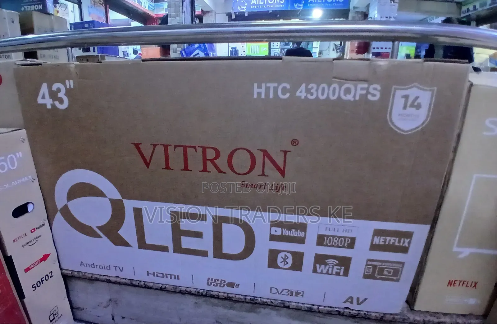 Vitron 43" Inch Smart Qled Frameless TV With Bluetooth HTC4300QFS