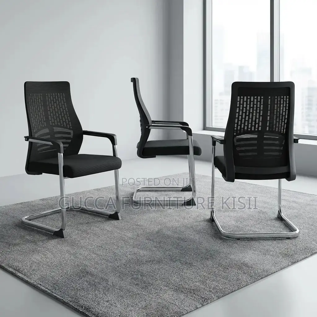 Office Chair; Midback Chrome Based Visitors Office Chair