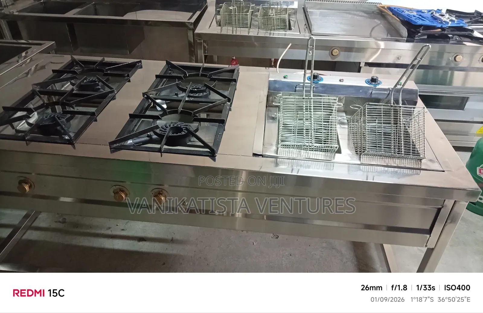 Commercial 4-Burner Combined Gas Cooker With Deep Fryer & Griddle