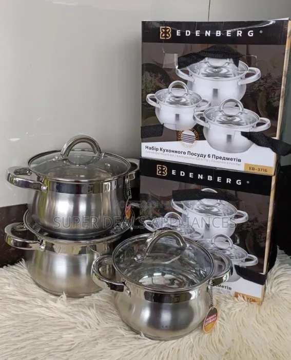 6 Pieces Edenburg EB-3716 Stainless Steel  Cookware Set