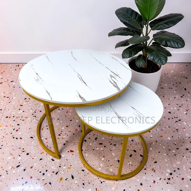 Stylish Design 2 in 1 Marble Top Gold Stand Nesting Coffee Table