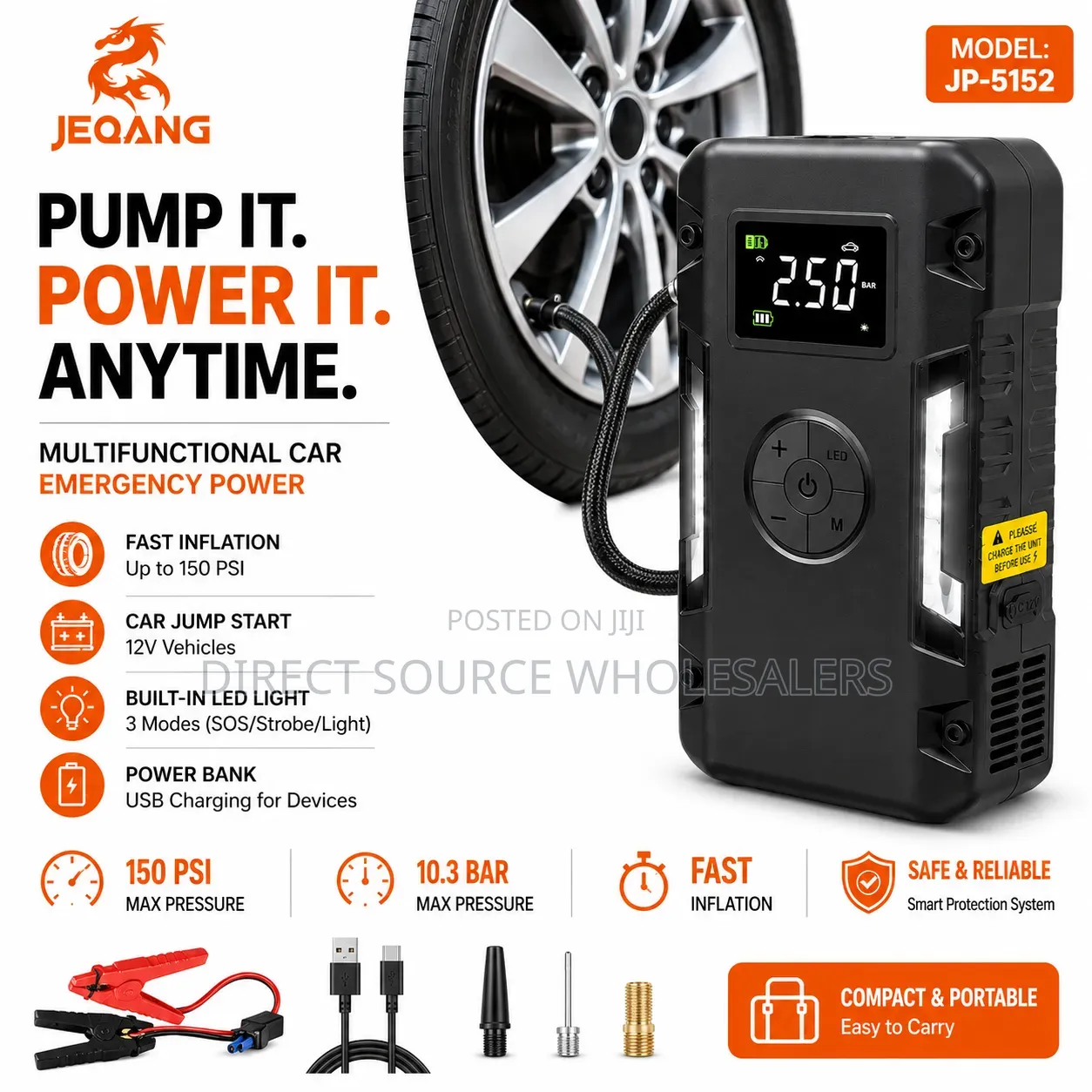 Jeqang Car Jump Starter & Tyre Inflator