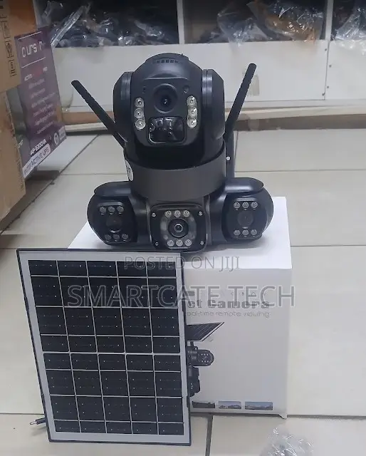 4G Solar Security CCTV Camera Triple Lens, 360° View & HD Night Vision
