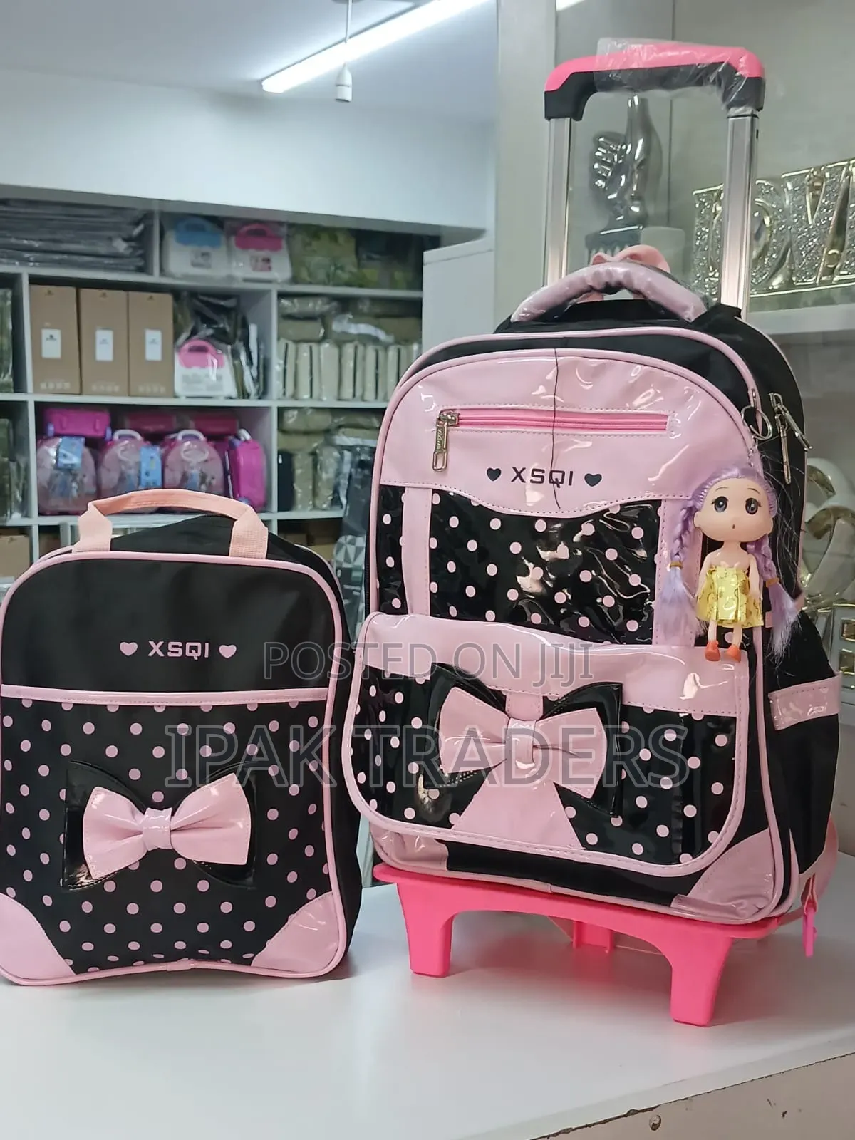 🍇 *2in1 3D Children Trolley School Backpack With 3 Wheels Stairs*